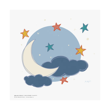 Crescent Moon & Stars Art Print