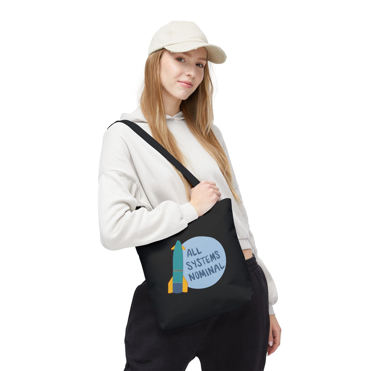 All Systems Nominal Rocket Tote Bag, Black