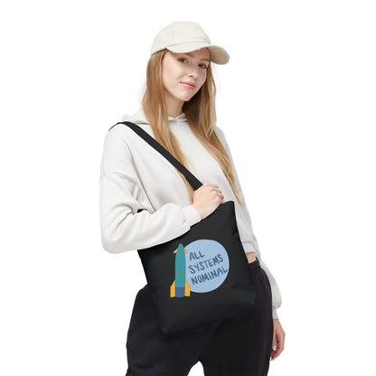 All Systems Nominal Rocket Tote Bag, Black
