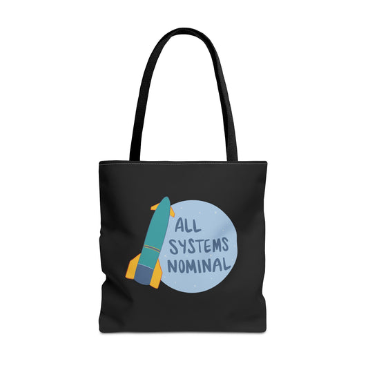 All Systems Nominal Rocket Tote Bag, Black